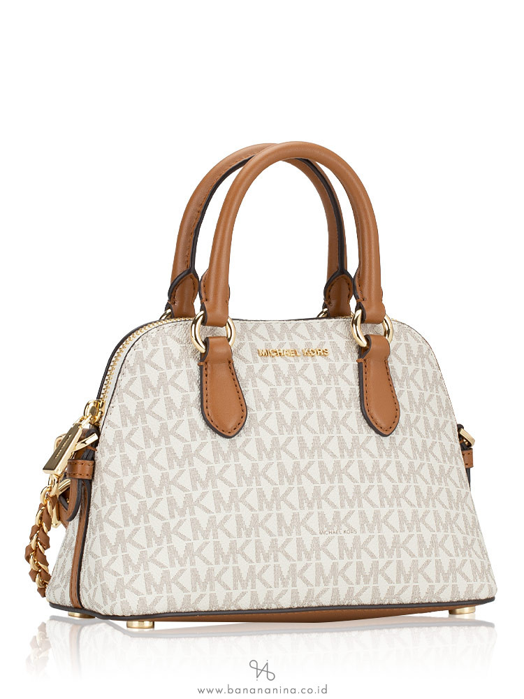 Fingerhut - Michael Kors Signature Dome Crossbody Bag – Vanilla/Acorn