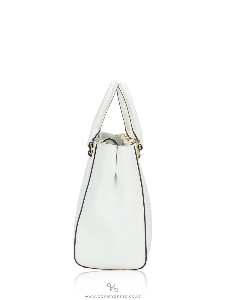 MICHAEL KORS CHARLOTTE LARGE SATCHEL OPTIC WHITE  Leather satchel bag,  Genuine leather bags, Leather satchel