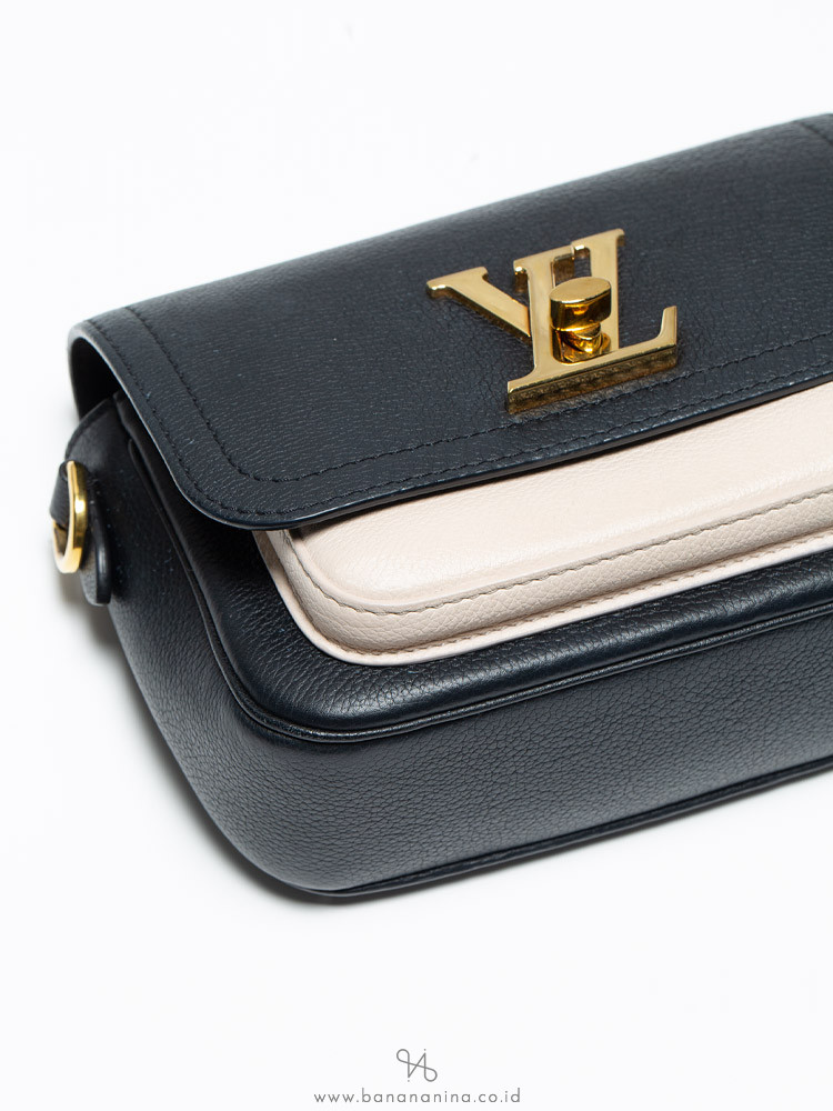 Louis Vuitton Lockme Tender Grained Calfskin Leather Shoulder Bag Black