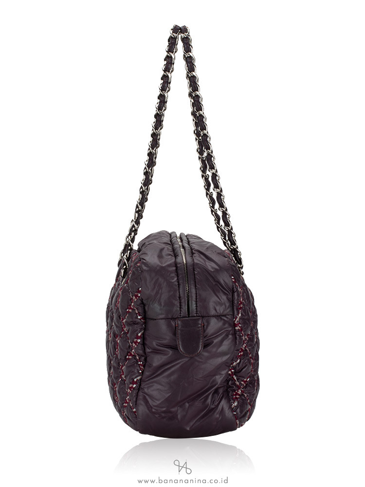 Chanel Nylon Tweed Stitch Bubble Camera Bag Purple