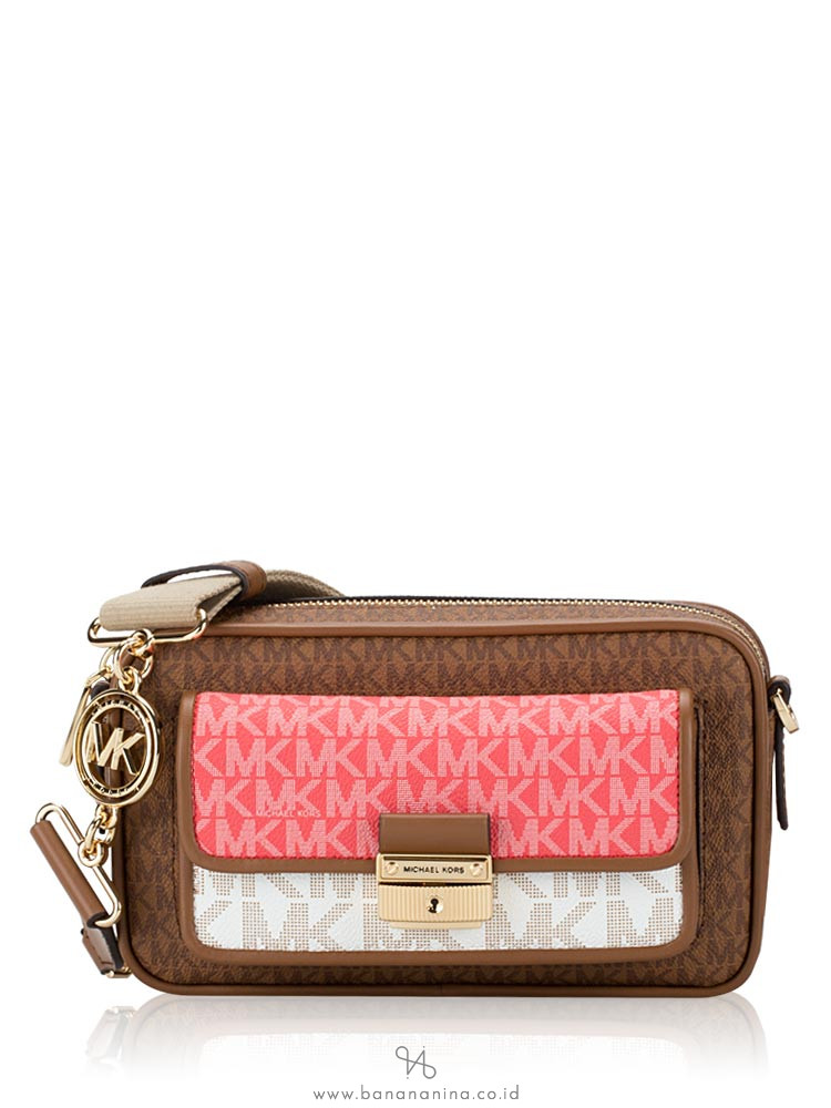 Michael Kors Signature Bradshaw Medium Pocket Camera Crossbody Dahlia Multi