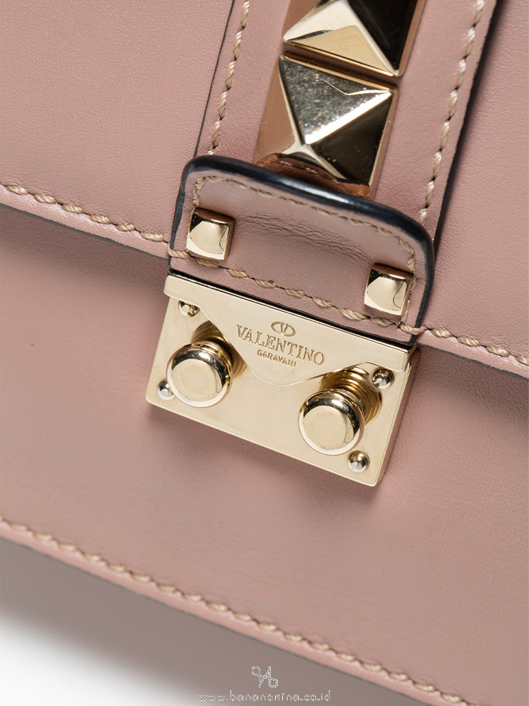 Valentino Old Rose Leather Small Rockstud Glam Lock Flap Bag Valentino