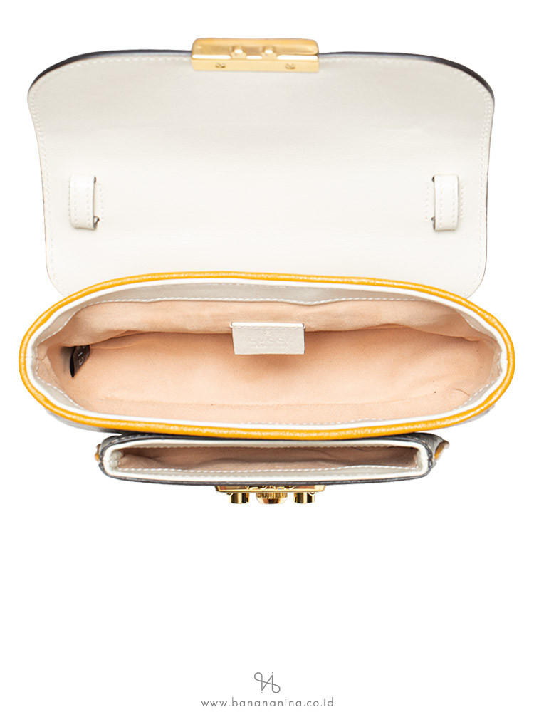 GUCCI GG Supreme Monogram Calfskin Mini Padlock Flap Pocket Shoulder Bag  Beige Mystic White Sun Oil 1296219