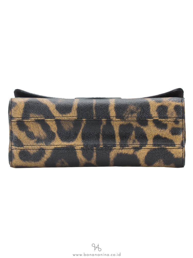 LOUIS VUITTON Calfskin Wild Animal Print Scarf Handle Twist Shoulder Bag MM  1251583