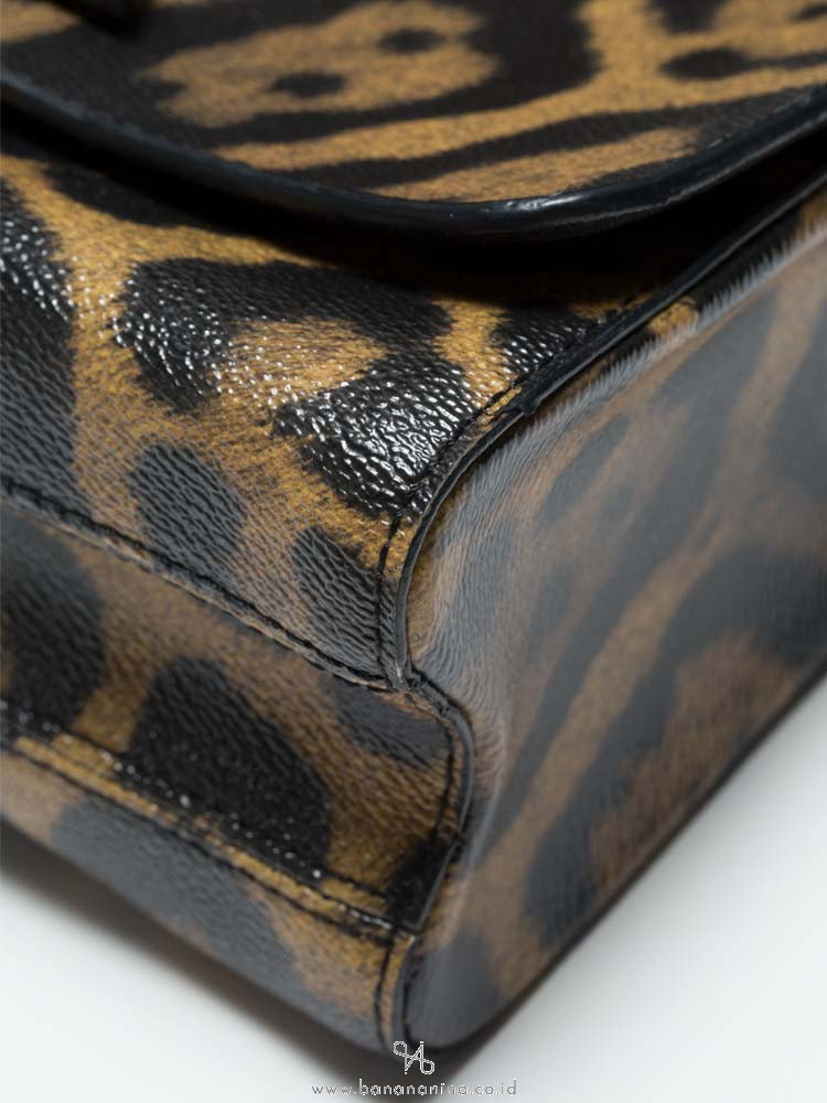 LOUIS VUITTON Calfskin Wild Animal Print Scarf Handle Twist Shoulder Bag MM  1251583