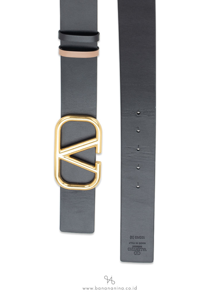 Reversible Vlogo Signature Belt In Glossy Calfskin 40 Mm for Woman in  Smokey Beige/black