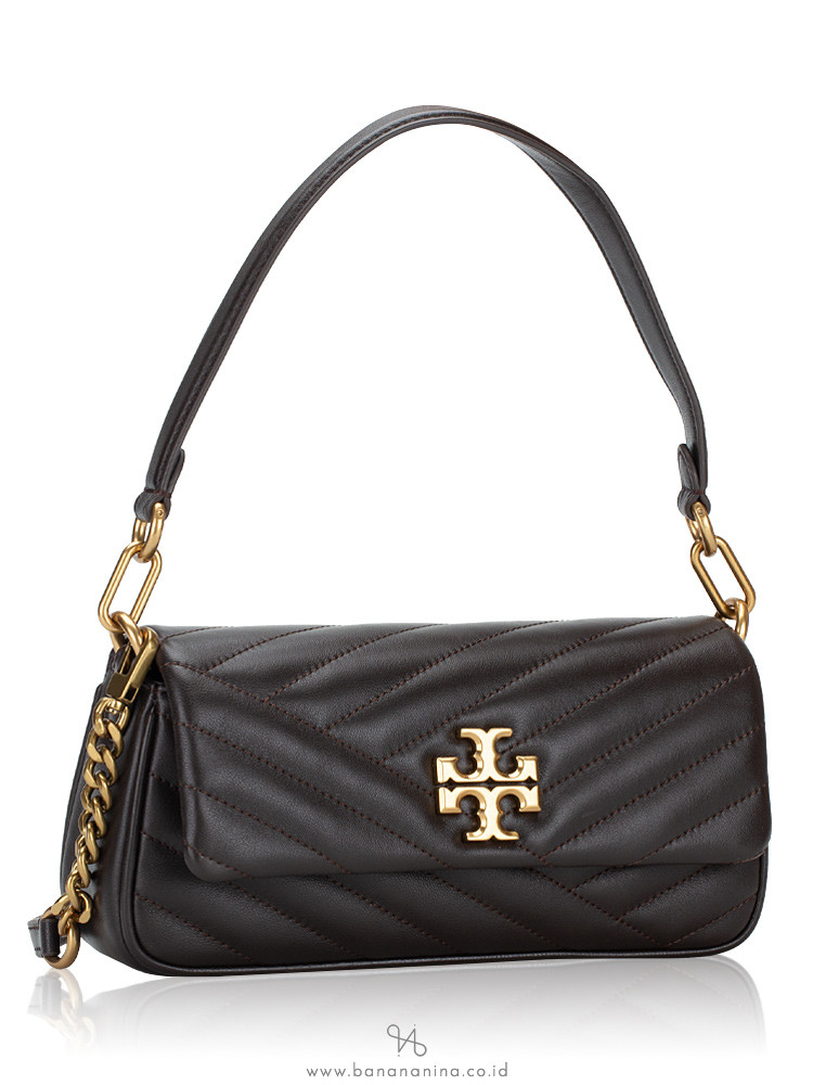 Authentic Tory Burch Kira Chain Shoulder Bag BLACK Rolled Gold