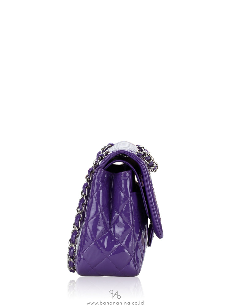 Chanel Patent Calfskin Jumbo Classic Double Flap Bag Purple