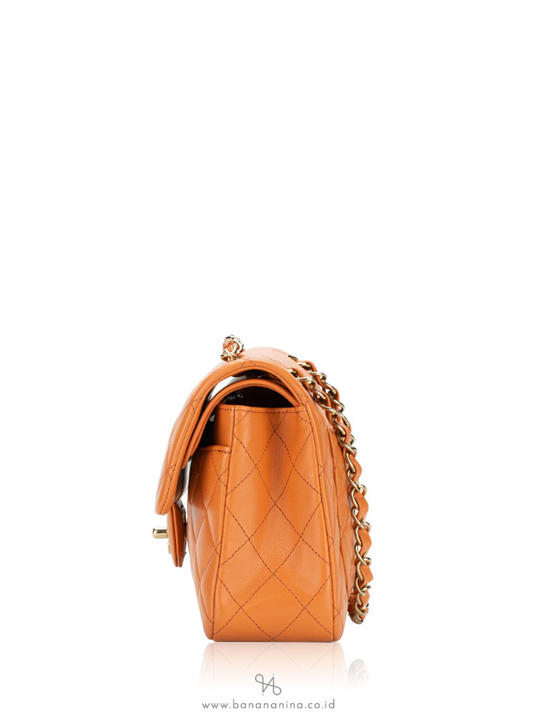 Chanel Caramel Quilted Lambskin Medium Classic Double Flap Bag