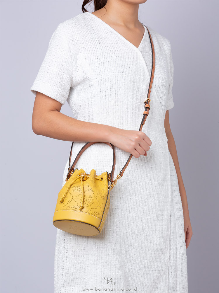 Tory Burch T Monogram Perforated Leather Bucket Bag