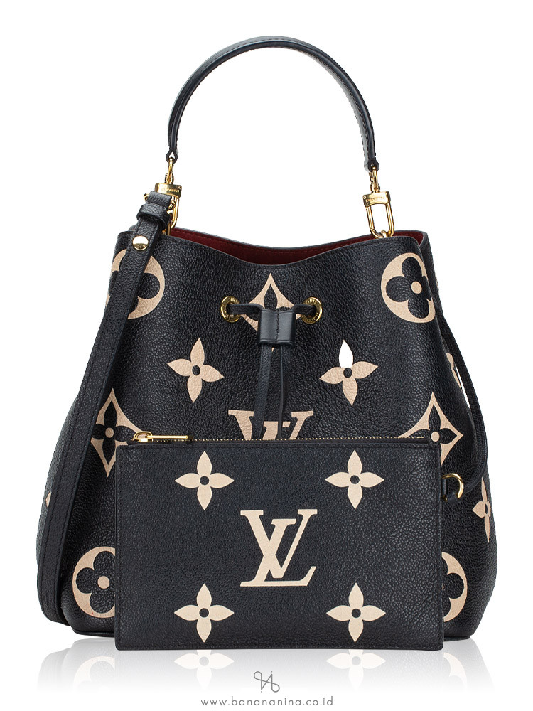 Louis Vuitton Bicolor Black/Creme Monogram Giant Empreinte Leather NeoNoe MM  Bag - Yoogi's Closet