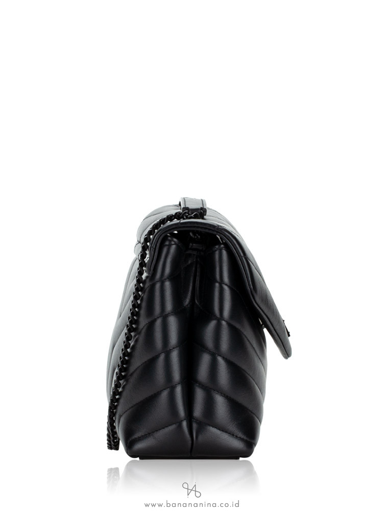 Saint Laurent Monogram Loulou Medium Black Patent Leather Shoulder