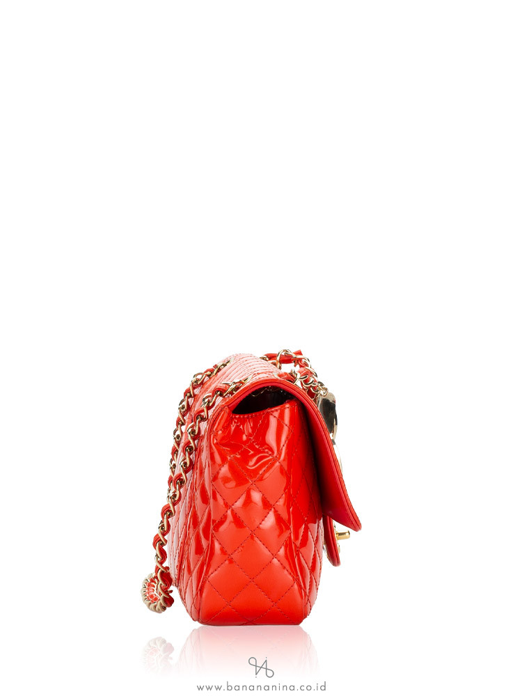 Chanel Limited Edition Valentine Charms Medium Classic Flap Bag Red