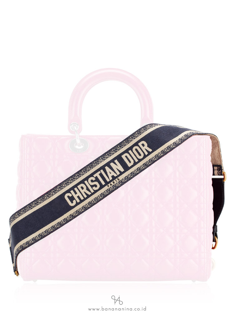 CHRISTIAN DIOR black pink beige EMBROIDERED Shoulder Strap
