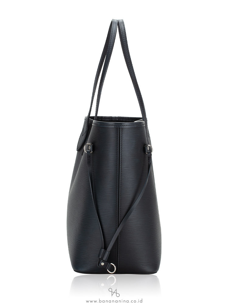 LOUIS VUITTON Authentic Neverfull MM Epi Leather Handbag Tote Bag Set Black  Noir