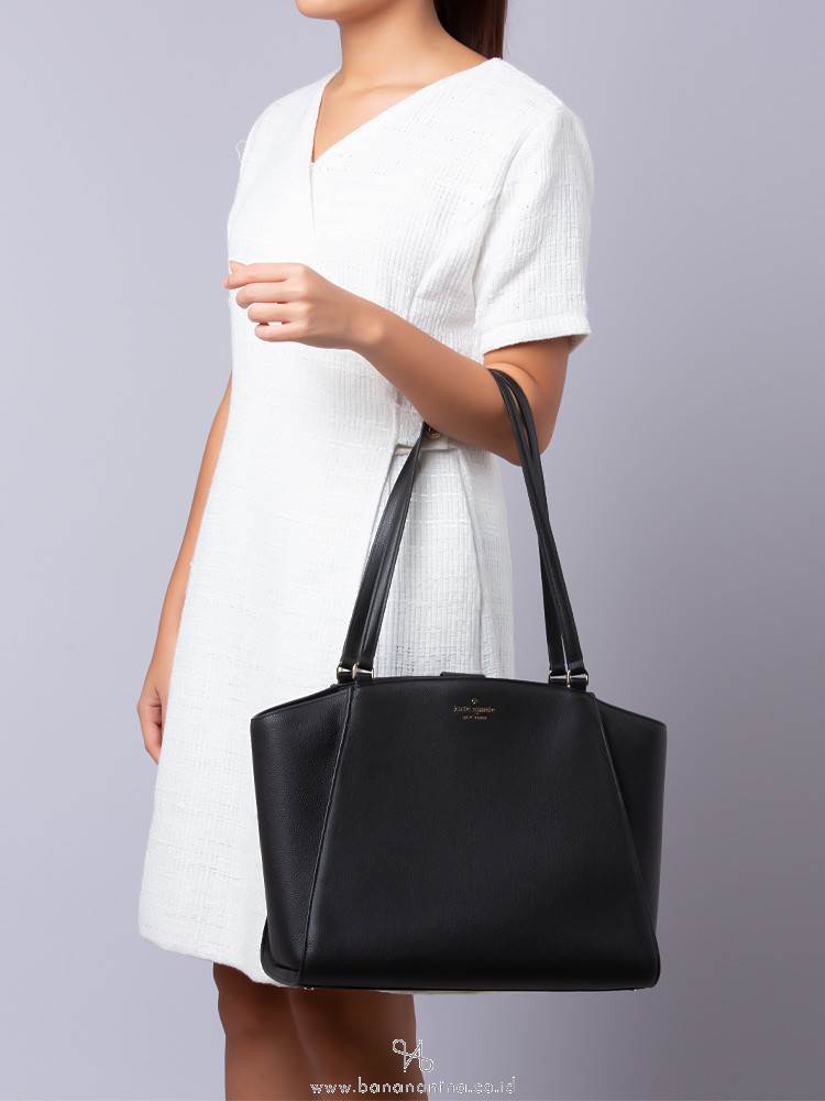 Kate Spade Brim Laptop Pebble Leather Tote Black
