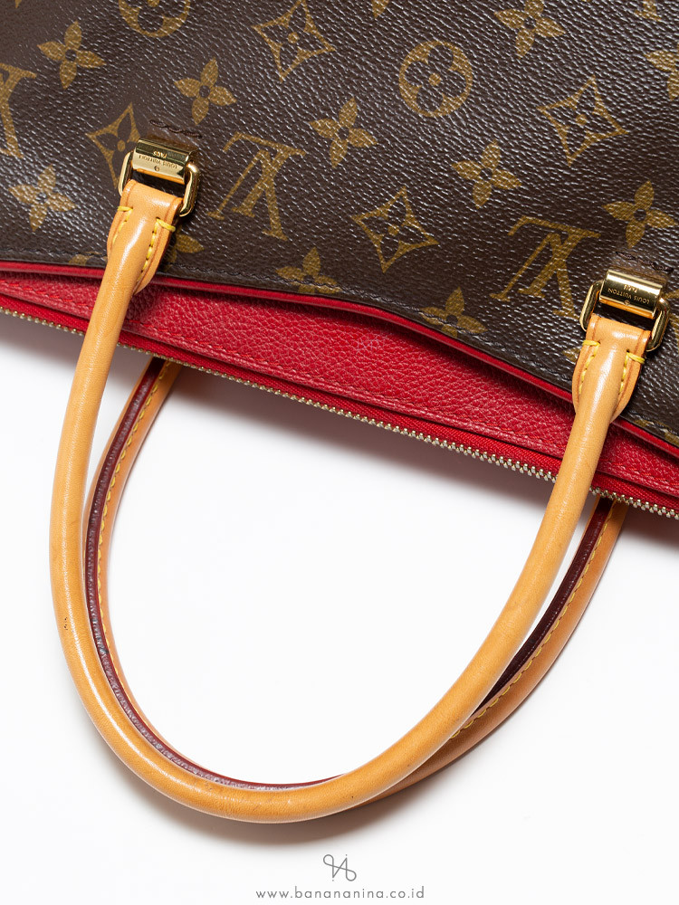 LV Pallas MM Monogram Canvas with Red Leather and Gold Hardware