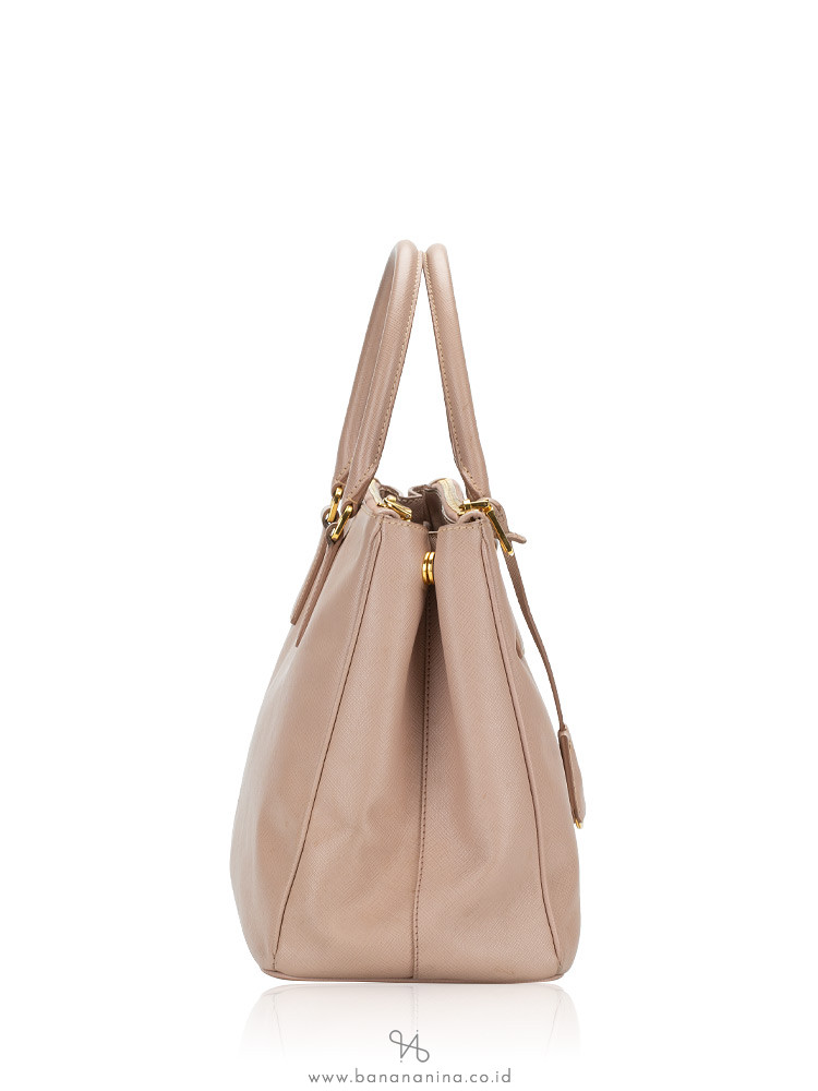 Prada Cammeo Saffiano Lux Leather Medium Double Zip Tote Bag