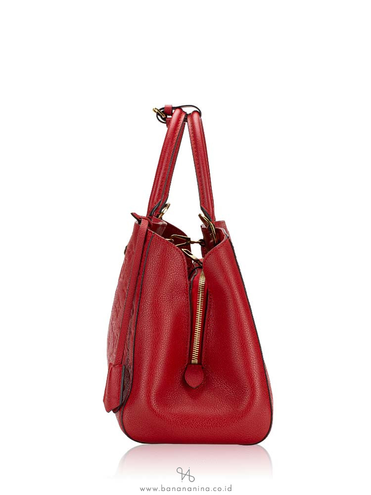 Louis Vuitton Red Montaigne MM Monogram Empreinte Top Handle Bag