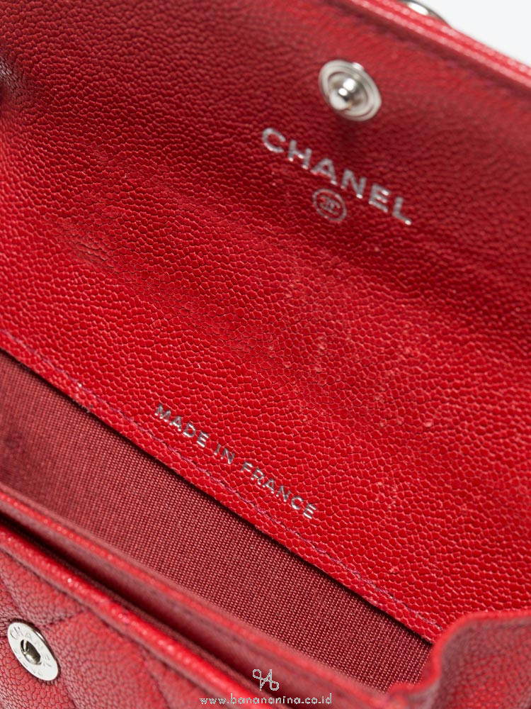 Chanel Caviar Boy Flap Card Wallet Red
