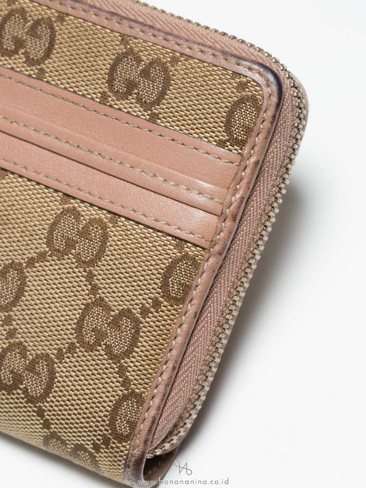Gucci GG Canvas Mayfair Zip Wallet Beige Pink