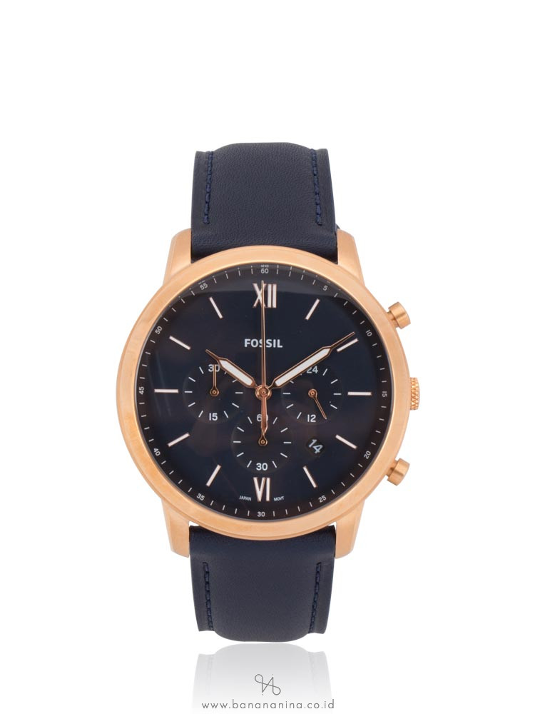 FOSSIL Men FS5454 Neutra Chronograph Leather Strap Navy
