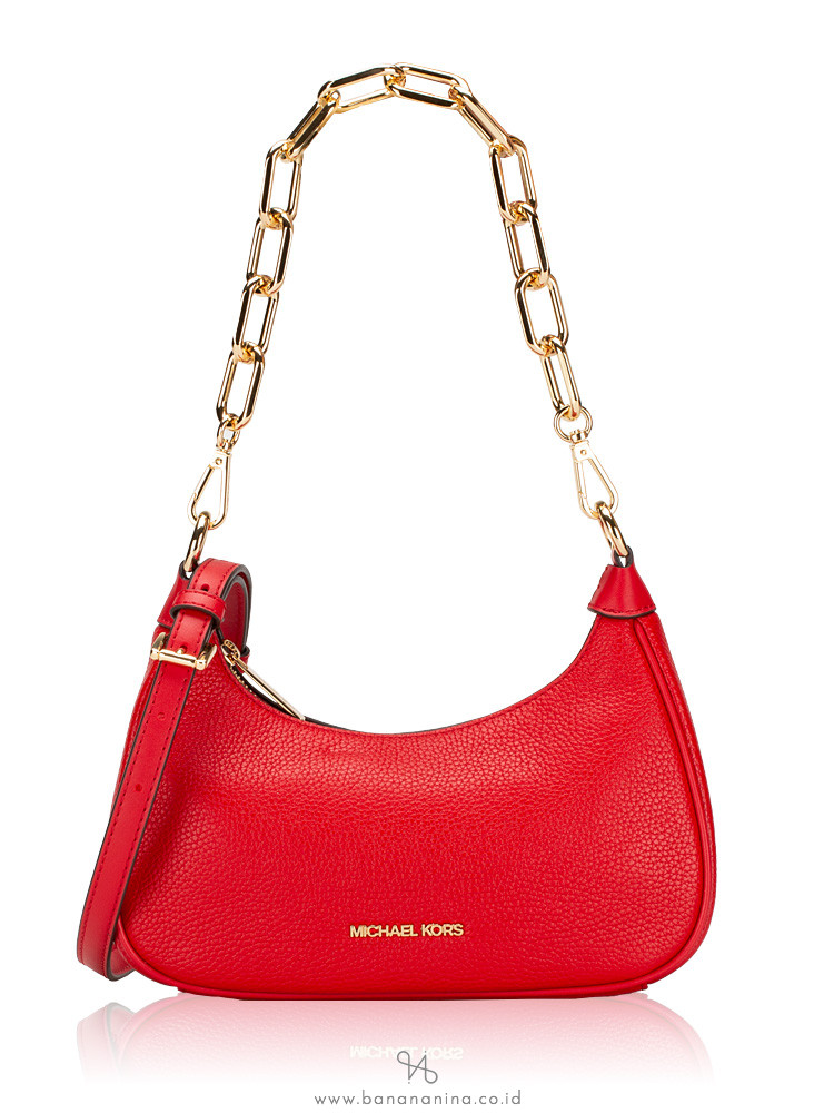 Michael Kors Cora Leather Medium Zip Pouchette Bright Red