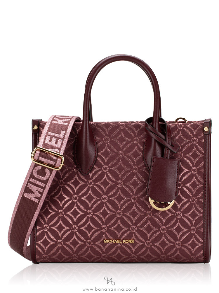 Michael Kors Signature Mirella Metallic Small Crossbody Oxblood Multi