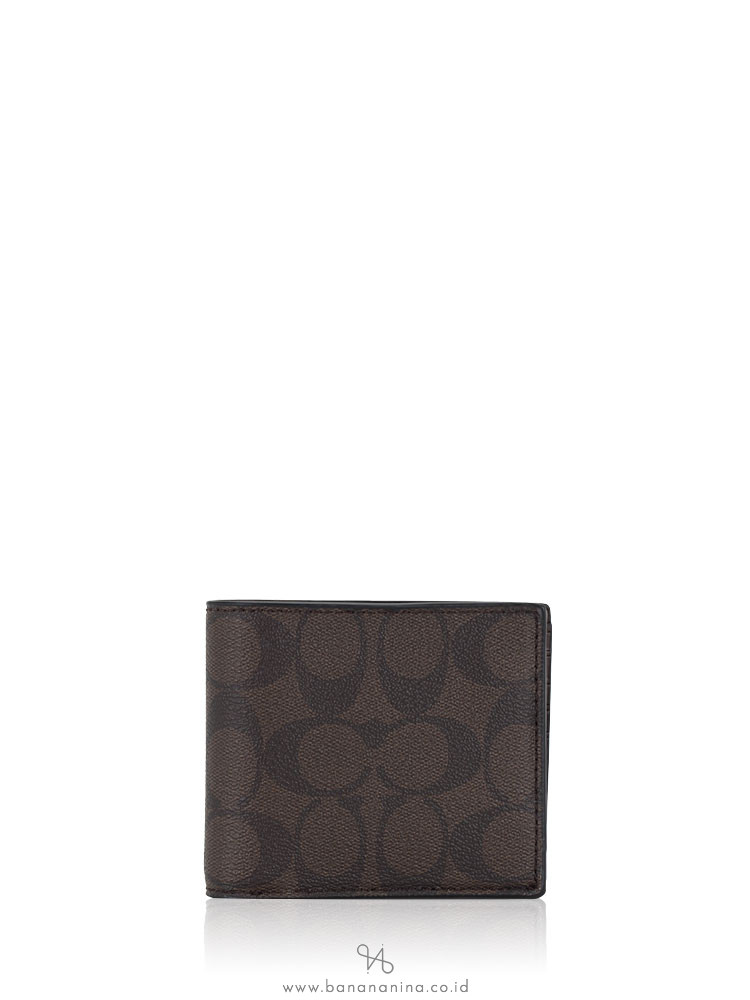 Coach Men 74993 Compact Id Signature Wallet Mahogany Brown