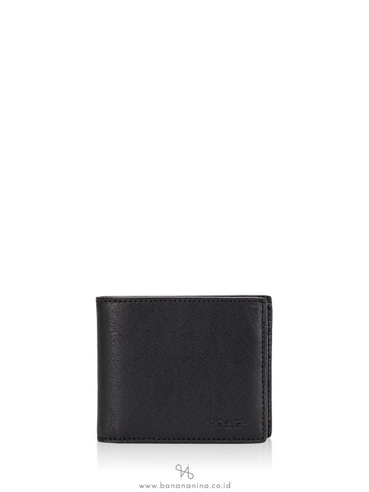 COACH Compact ID Sport Calf Bifold Wallet in Black 74991 