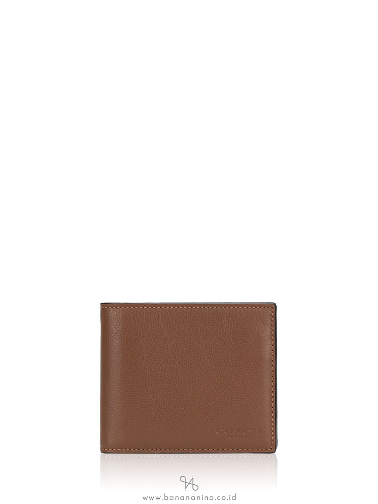 COACH Men 74991 Compact ID Sport Calf Wallet Dark Saddle