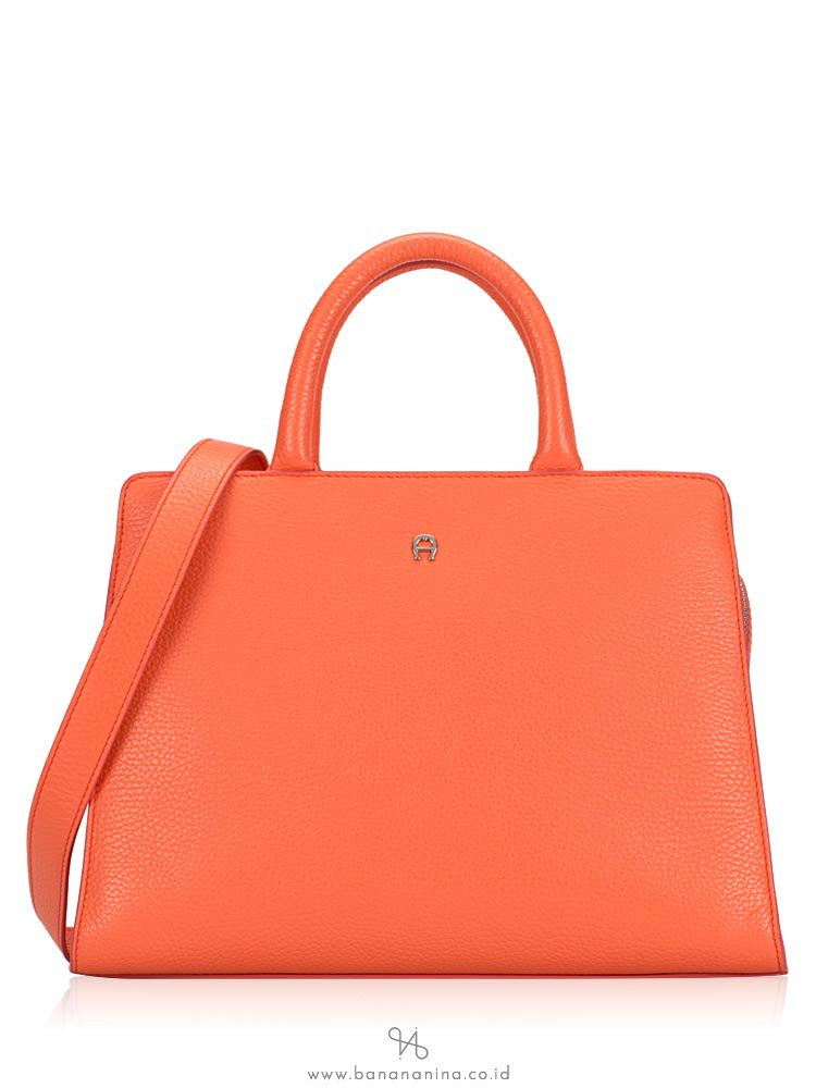 AIGNER Cybill Leather Medium Satchel Orange