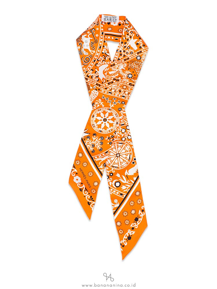 HERMES Twilly Scarf Wind People Orange