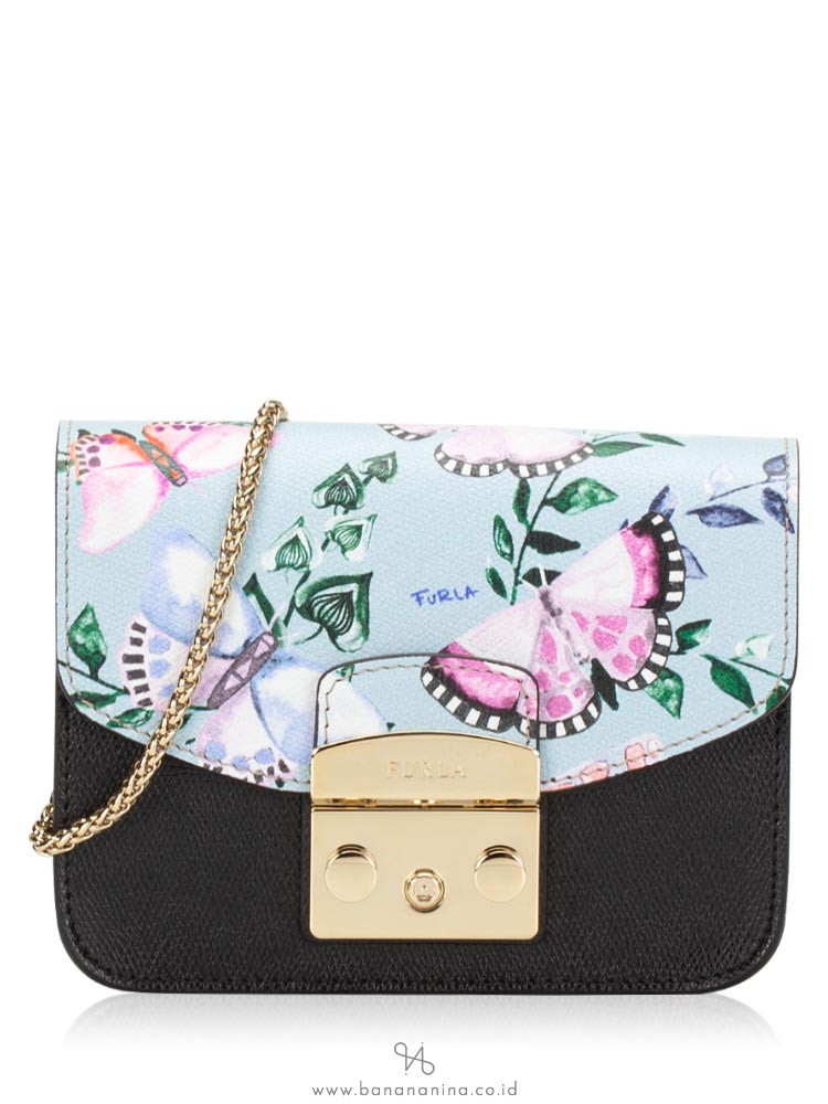FURLA Metropolis My Play Interchangable Flap Mini Crossbody Black