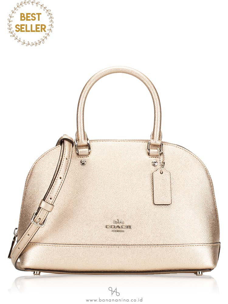 COACH 29170 Metallic Leather Mini Sierra Satchel Platinum
