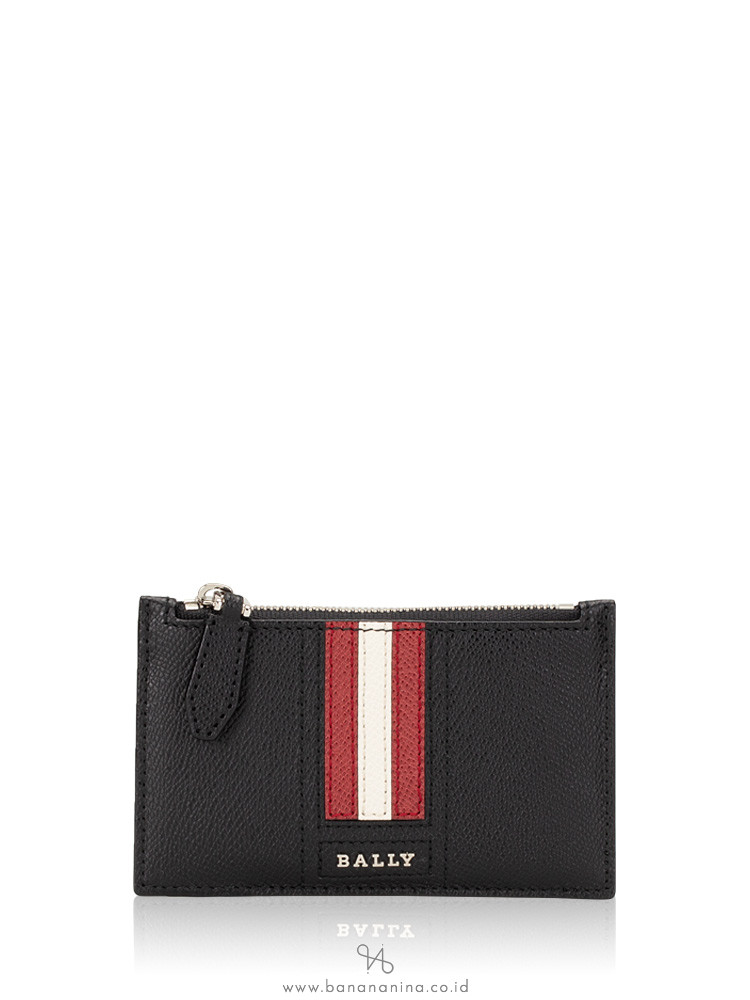 BALLY Tenley Stripe Zip Card Holder Black
