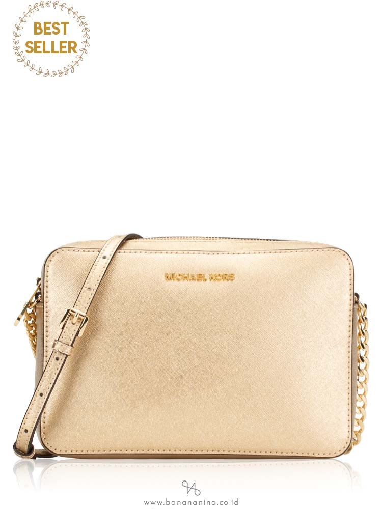 MICHAEL KORS Jet Set Item Large Crossbody Pale Gold