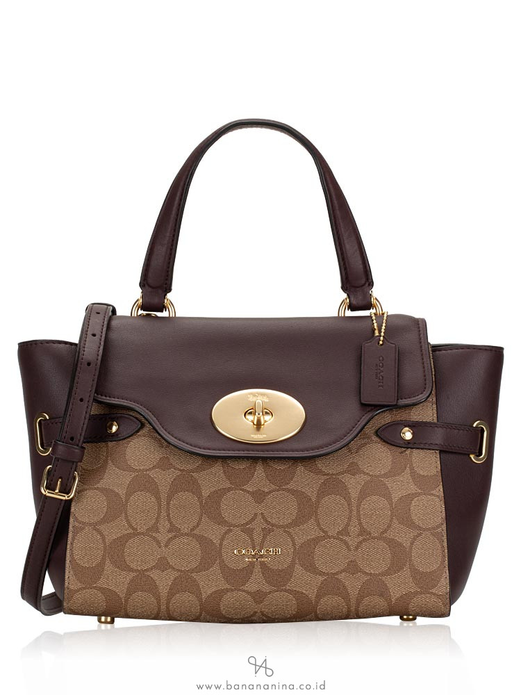 COACH 31479 Signature Colorblock Blake Carryall Khaki Oxblood Multi