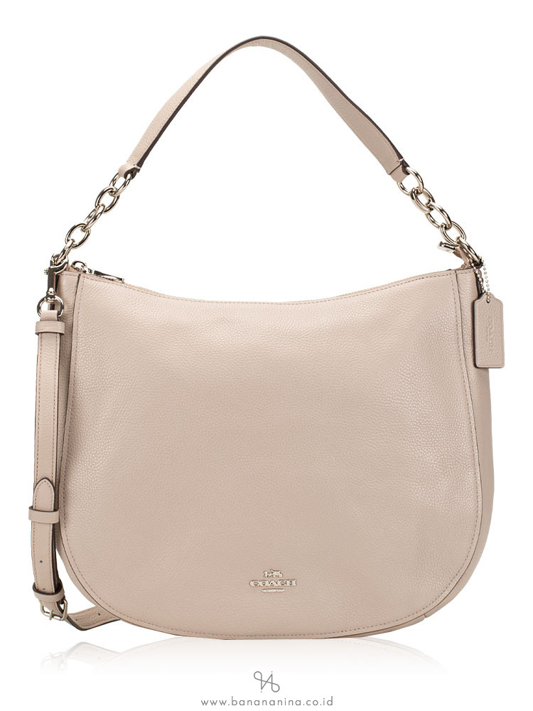 COACH 33000 Pebbled Leather Cassidy Hobo Grey Birch