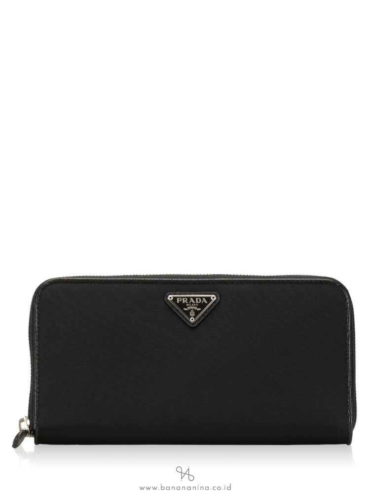 PRADA 1ML506 Tessuto Lampo Zip Wallet Nero