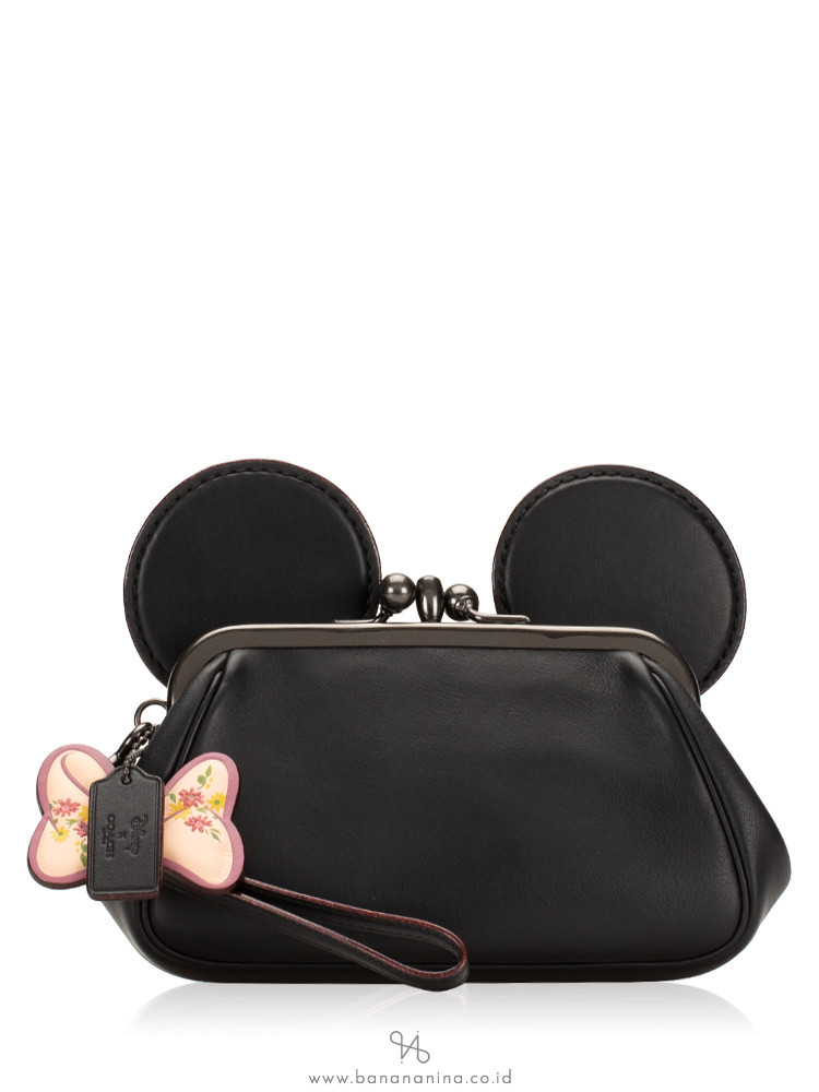 COACH 30212 Minnie Leather Kisslock Clutch Black