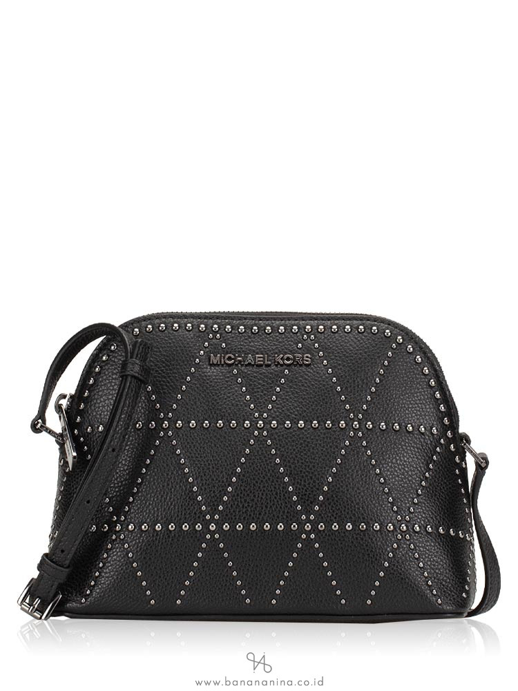 MICHAEL KORS Adele Stud Medium Dome Crossbody Black