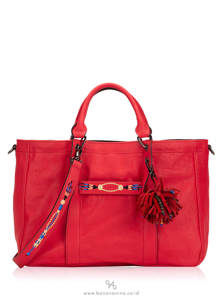 Longchamp 3d Massai Large Leather Satchel Red