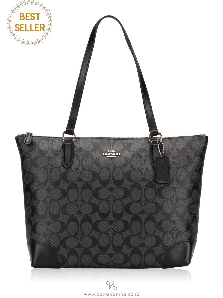 COACH 29208 Signature Zip Tote Black Smoke