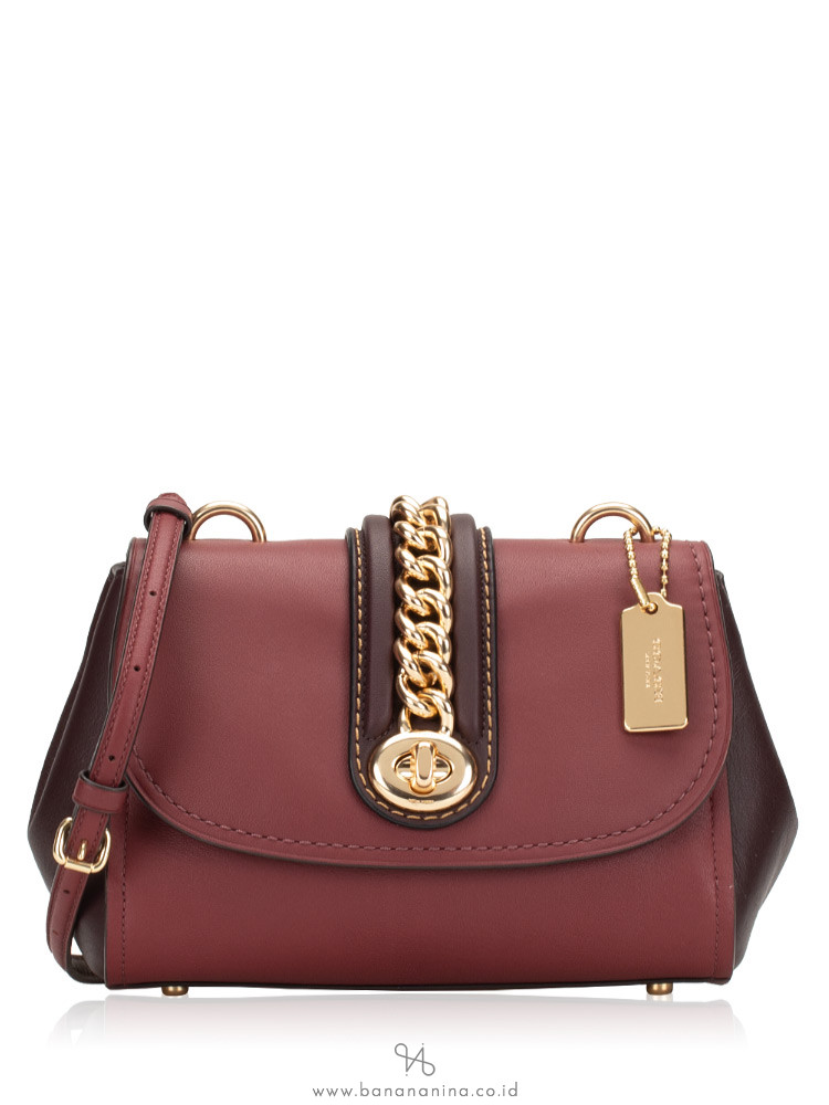COACH 35114 Chain Flap Faye Crossbody Oxblood