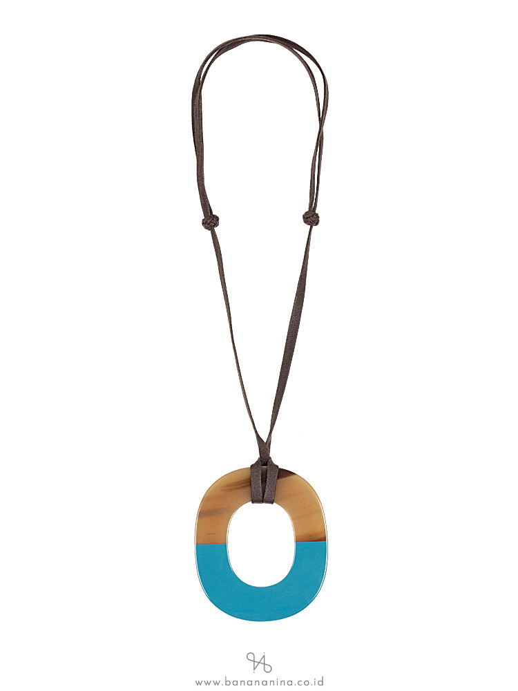 HERMES Isthme Lacquered Horn Necklace Bleu Atlantique
