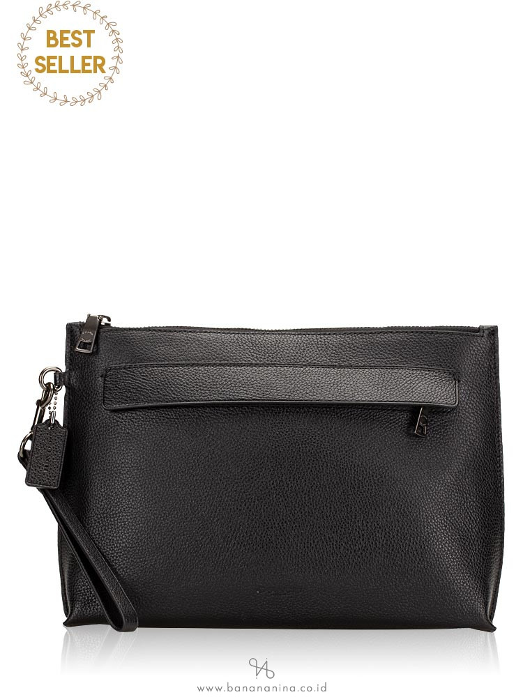 Coach Men F28614 Pebbled Leather Pouch Black