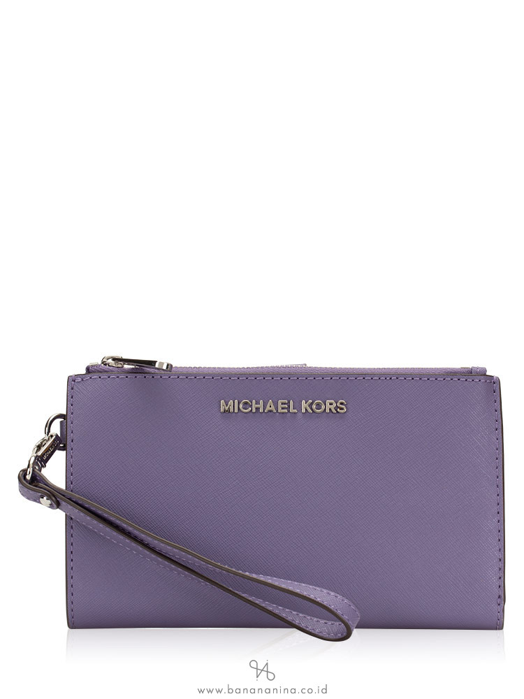 MICHAEL KORS Jet Set Saffiano Double Zip Wristlet Amethyst