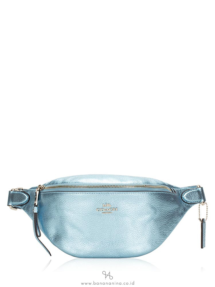 COACH 48739 Metallic Leather Belt Bag Ice