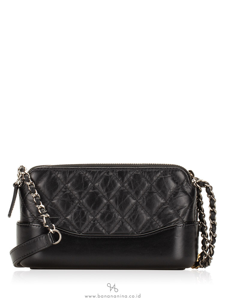 Chanel Gabrielle Double Zip Clutch With Chain Black